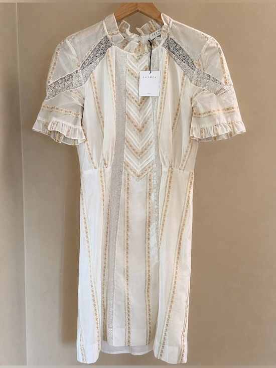 Sandro Dresses & Skirts - Sandro “Mary” Lace-Panel Mini Dress | Ecru | French Romanticism 38 | US 4